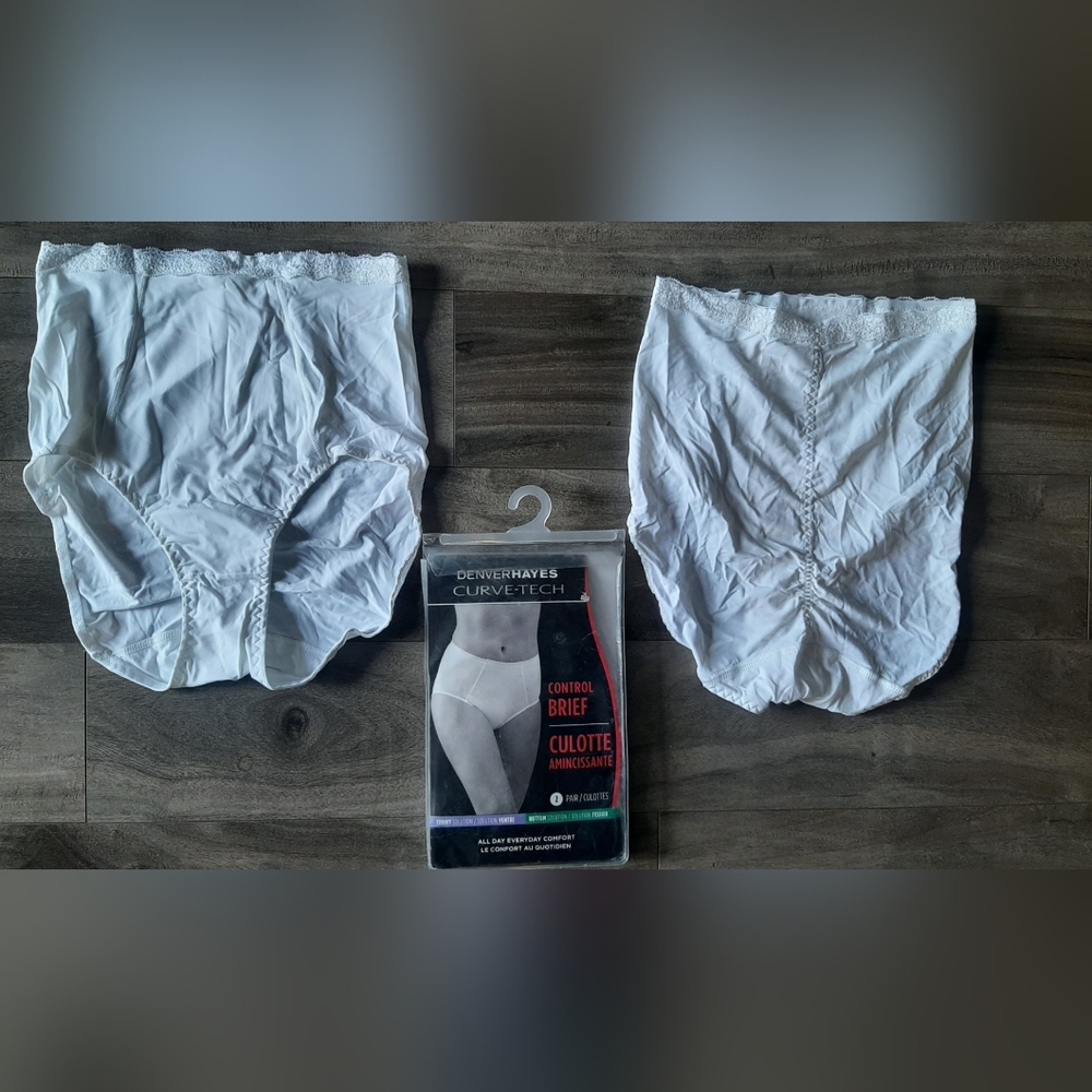 2 Pairs Denver Hayes Control Brief Tummy & Bottom Solutions Women's Medium